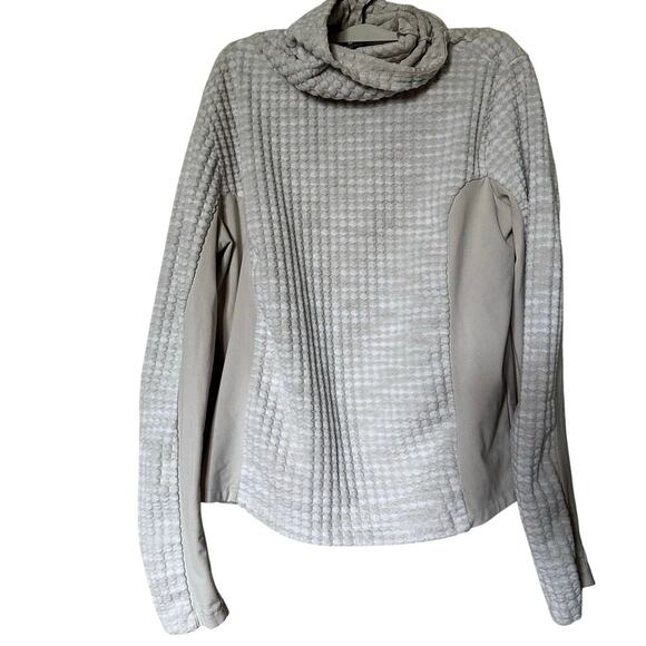 Nike Women’s Pro Hyperwarm Mock Neck Pullover White And Tan - Picture 3 of 6